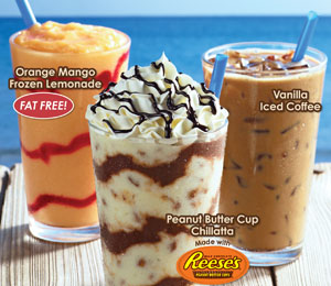 Cinnabon's Reese’s Peanut Butter Cup Chillatta, Orange Mango Frozen Lemonade and Vanilla Iced Coffee