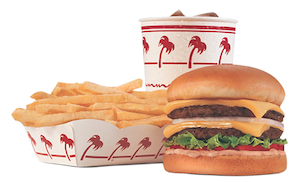 In-N-Out burger, fries and drink