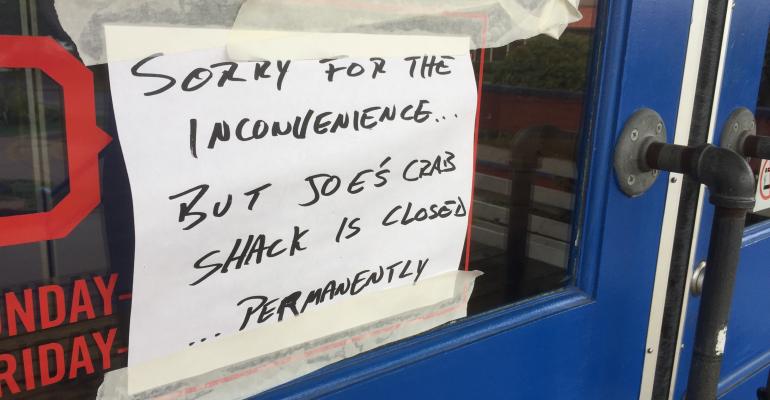 Joe's Crab Shack closed in Roseville, Minnesota