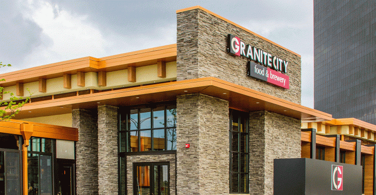 The exterior of a Granite City Food & Brewery restaurant