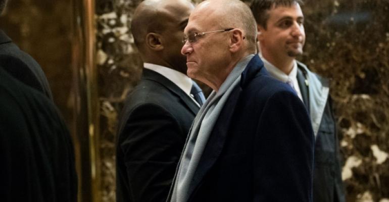 Andy Puzder leaves Trump Tower on Thursday Photo Drew AngererGetty Images