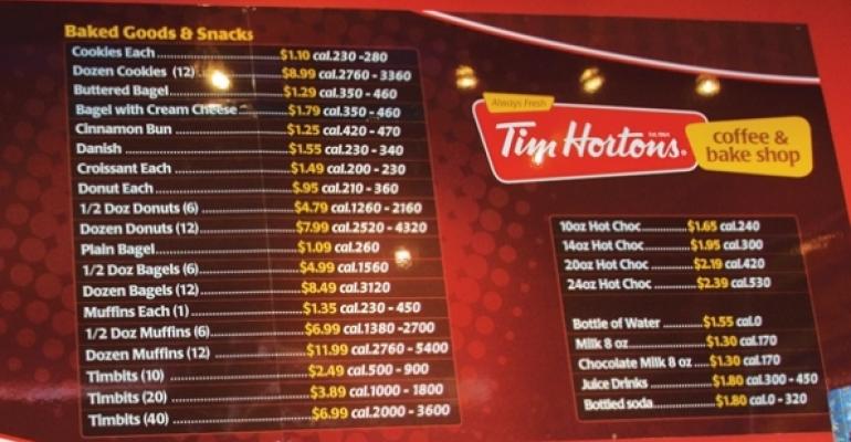 Tim Hortons menu board