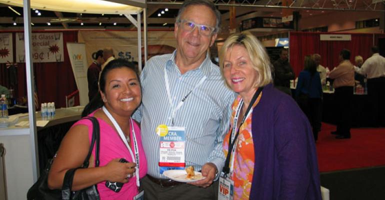 Jennifer Baland former California Restaurant Association staffer left with CRA board members Bob Spivak of Grill Concepts Inc and Madelyn Alfano of Marias Italian Kitchen
