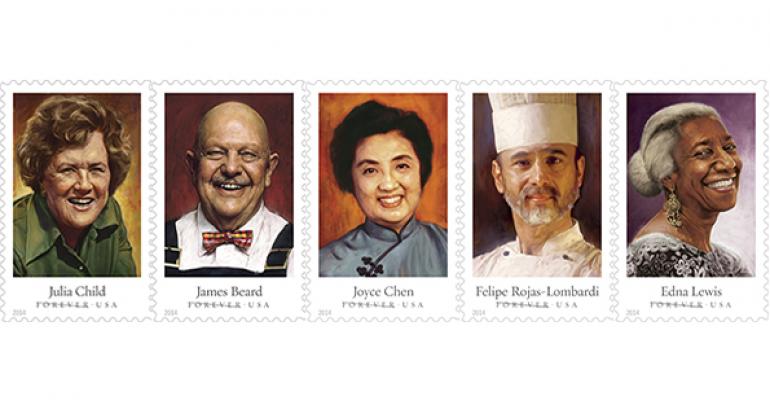 Featured food personalities from left Julia Child James Beard Joyce Chen Felipe RojasLombardi Edna Lewis