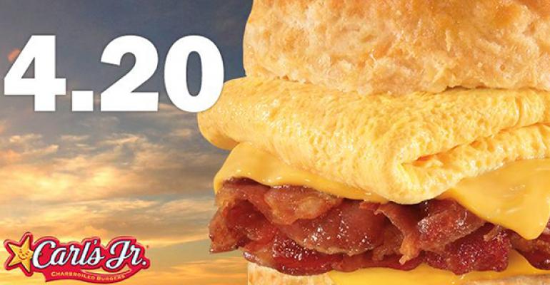 Carl39s Jr touted its Mile High Bacon Egg amp Cheese Biscuit on Twitter
