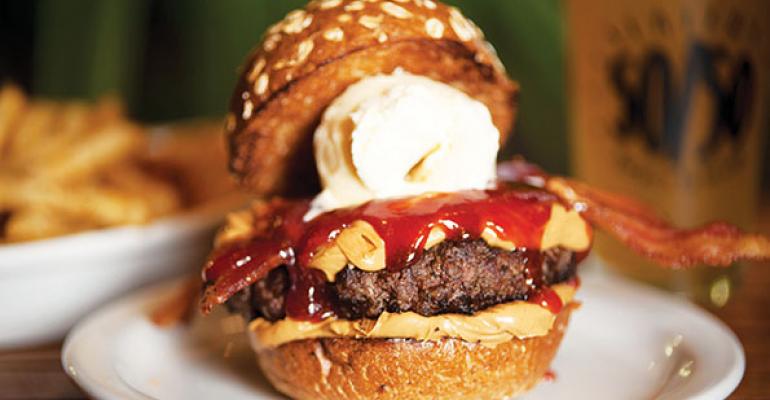 Slaters 5050 peanut butter jelly burger