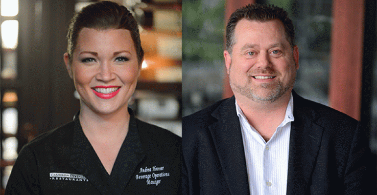 Andrea Hoover beverage operations manager and Ryan Valentine director of beverage and operating partner of Cameron Mitchell Restaurants