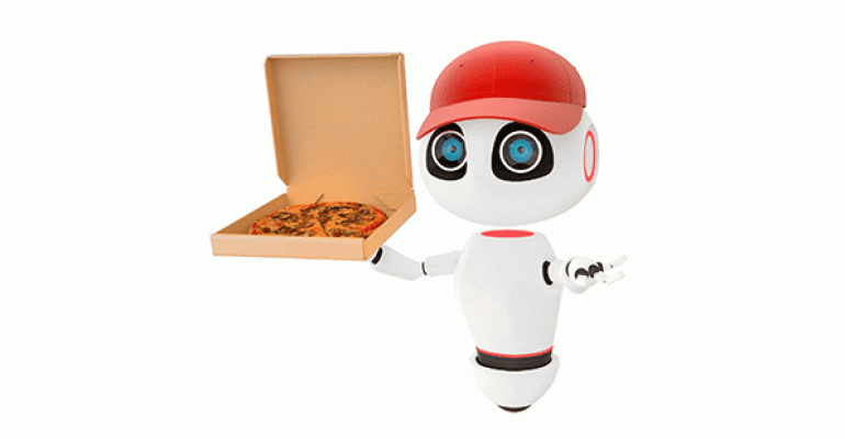 Robot delivering pizza