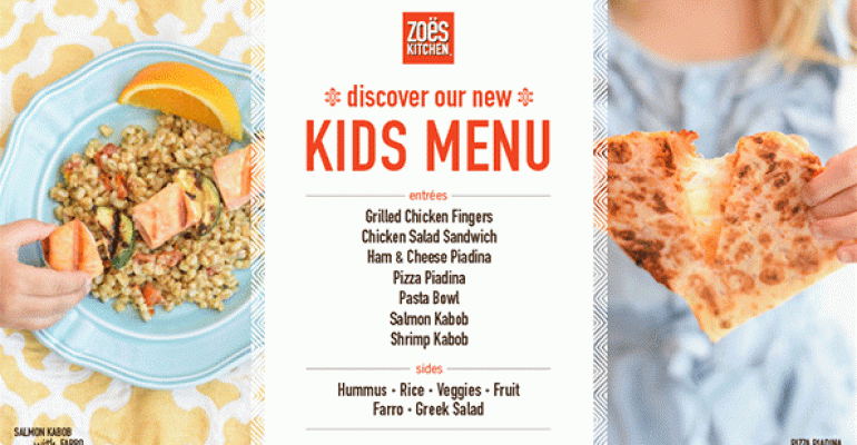 Zoës Kitchen expands kids’ menu