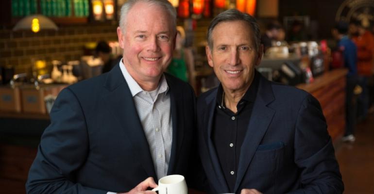 Kevin Johnson left will take over as CEO of Starbucks in April when Howard Schultz becomes executive chairman Photo courtesy of Starbucks