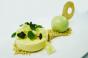 White chocolate semifreddo and green apple wasabi sorbet