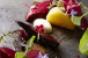 Ash roasted beets with sorrel yogurt and puffed rice