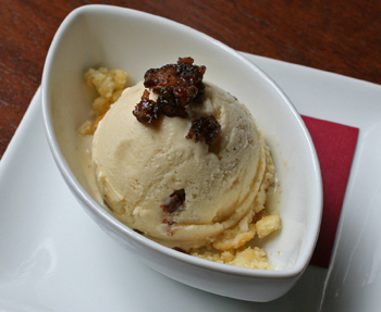 Breakfast ice cream at R’evolution in New Orleans features torn cinnamon rolls and candied bacon bits