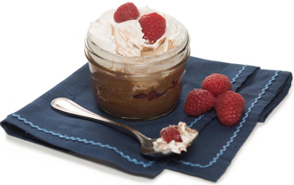 Chocolate Mousse with raspberries and whipped cream