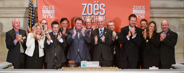 Zoe's team, including CEO Kevin Miles (left-center), at the New York Stock Exchange