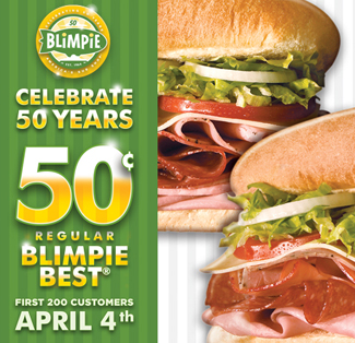 On its 50th birthday, Blimpie offered its Blimpie Best sub for 50 cents 